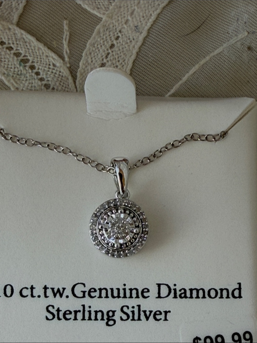 Genuine 1/10 CTW Diamond Sterling Silver Round Pendant Necklace